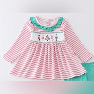 Girls Mockingbird Kids Pink Smocked Nutcracker Striped Top Age 3